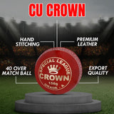 Close-up of hand-stitched seam on Crown Edition cricket ball