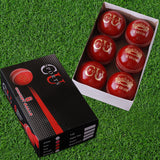 Hand-stitched Royal Crown cricket ball with lacquer finish