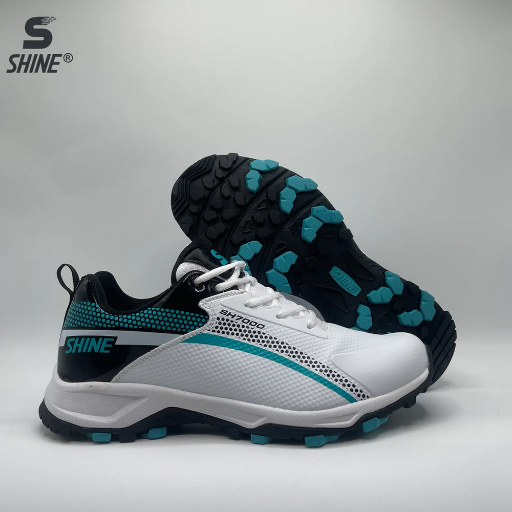 Cricket gripper shoes black and blue top view