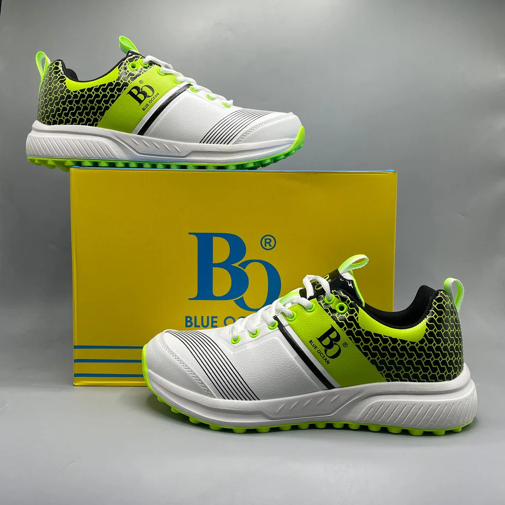 Non-spike cricket shoes for turf and cement with rubber grip sole