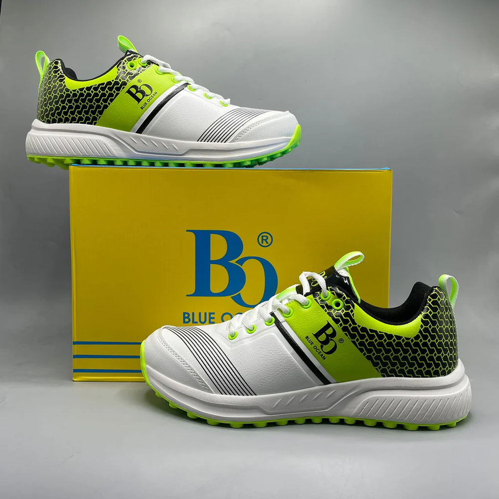 Non-spike cricket shoes for turf and cement with rubber grip sole