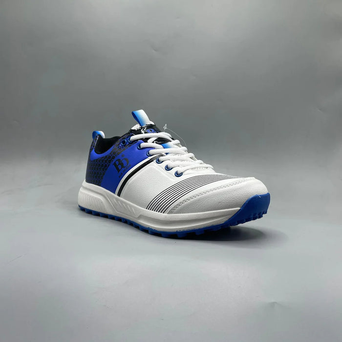 Blue Ocean BO81 cricket gripper shoes white and blue front view