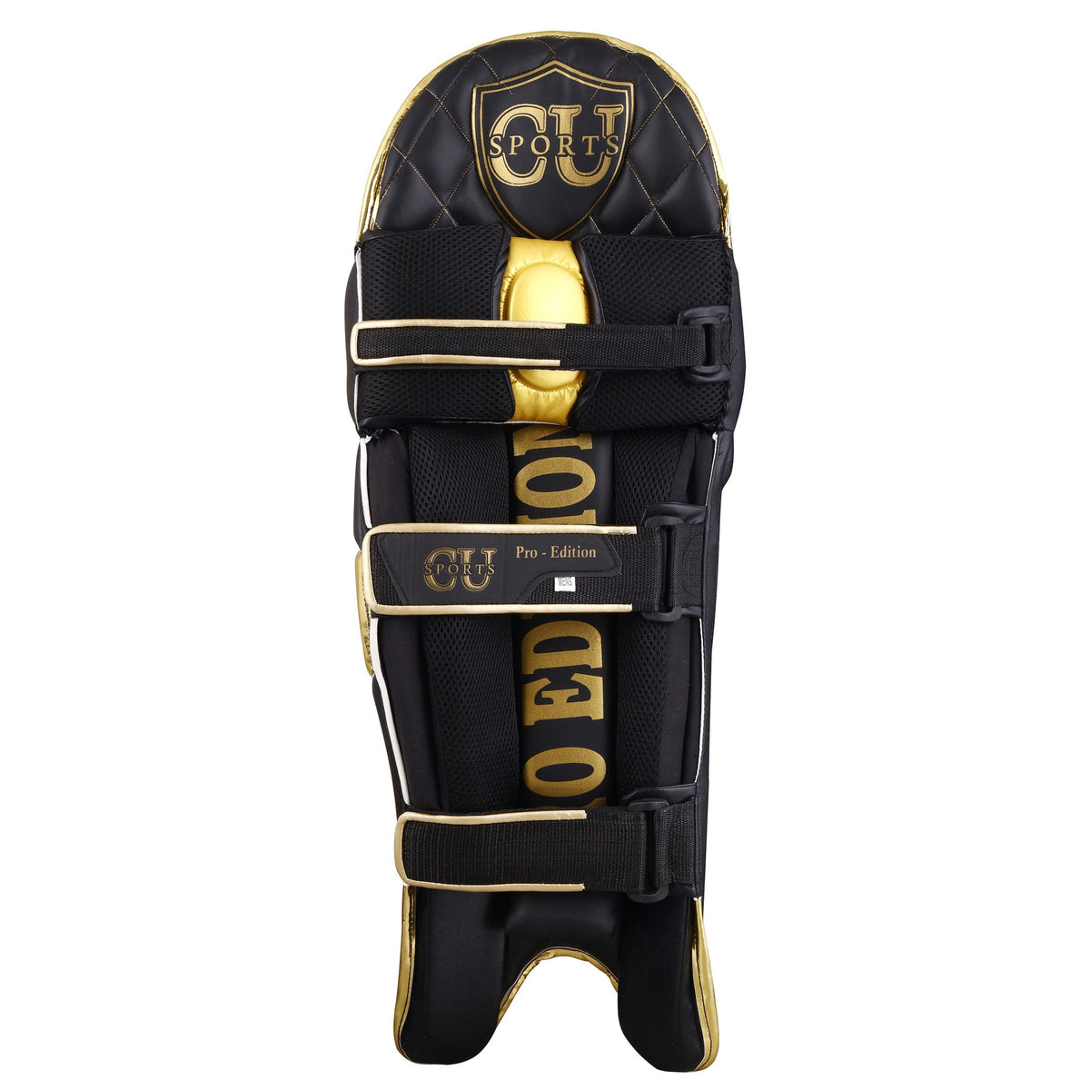 Adjustable strap cricket leg guards with ergonomic design