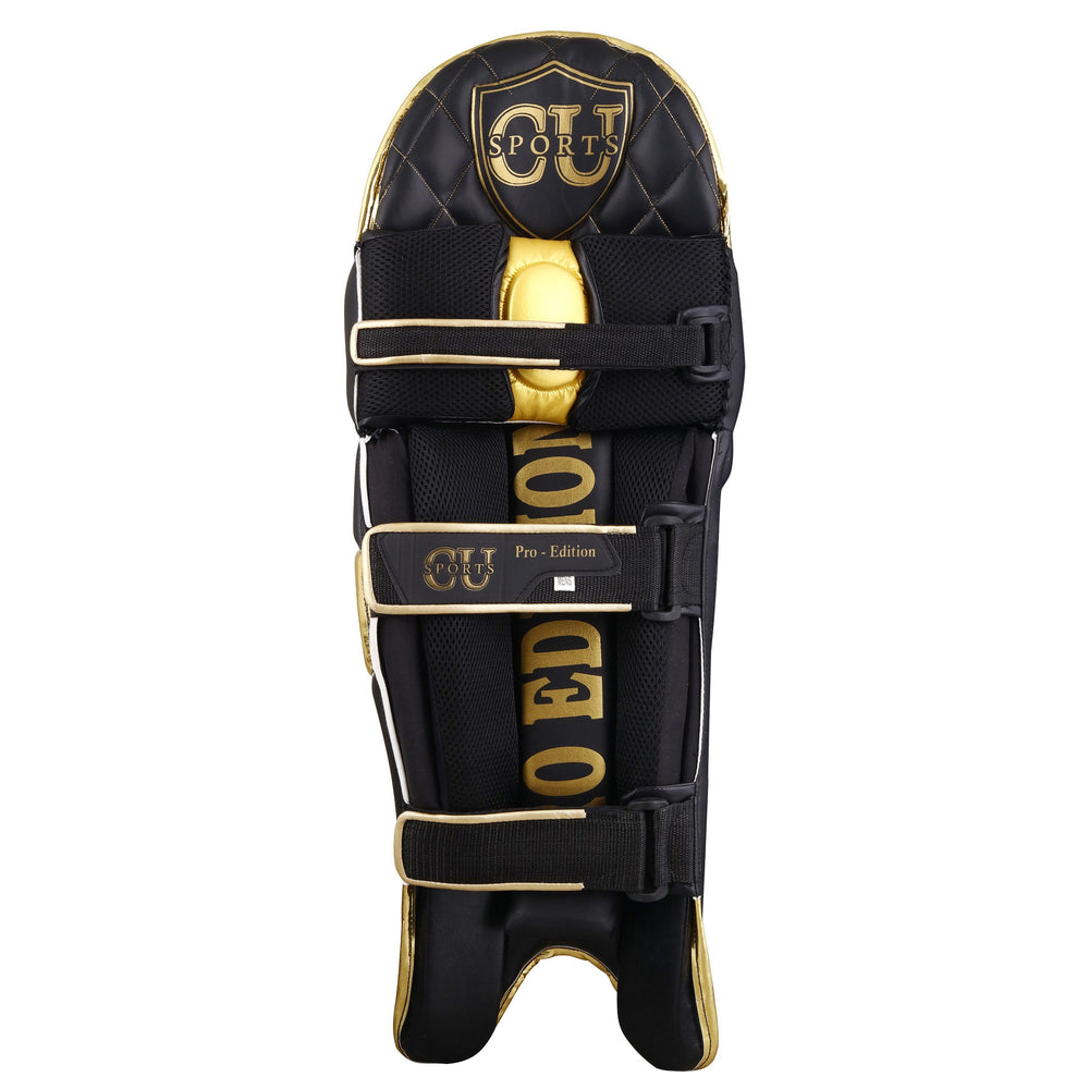 Adjustable strap cricket leg guards with ergonomic design