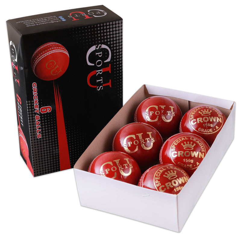 CU Sports Crown Edition hand-stitched leather cricket ball front view