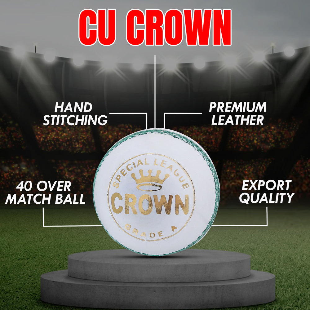 CU Sports Crown Edition hand-stitched leather cricket ball front view