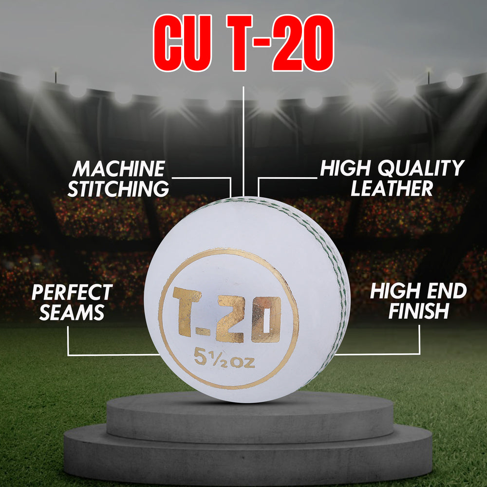 Close-up of seam on professional cricket ball