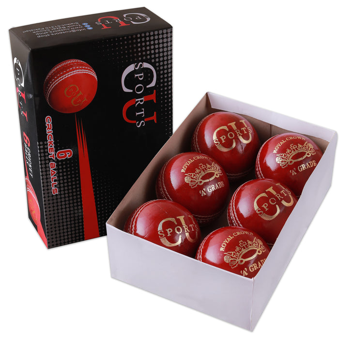 CU Sports Royal Crown Edition leather cricket ball hand-stitched front view