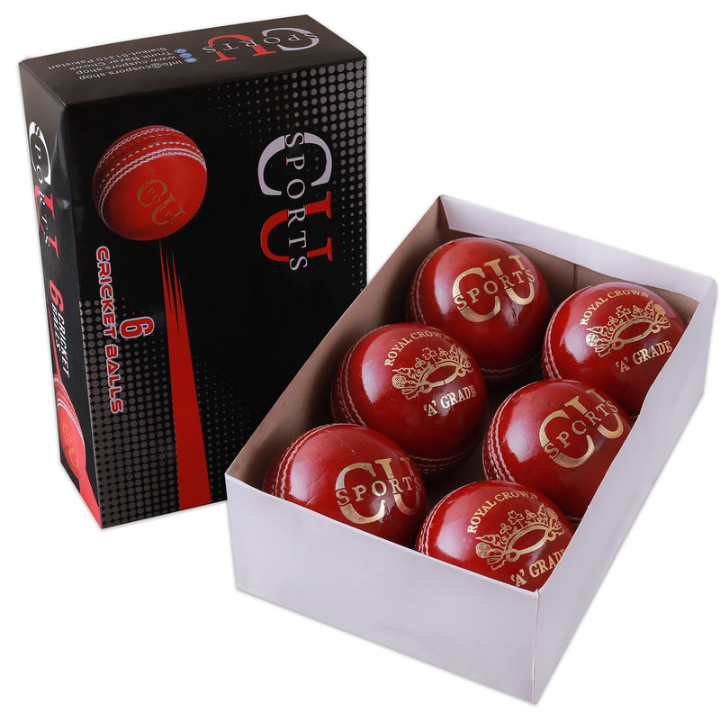 CU Sports Royal Crown Edition leather cricket ball hand-stitched front view