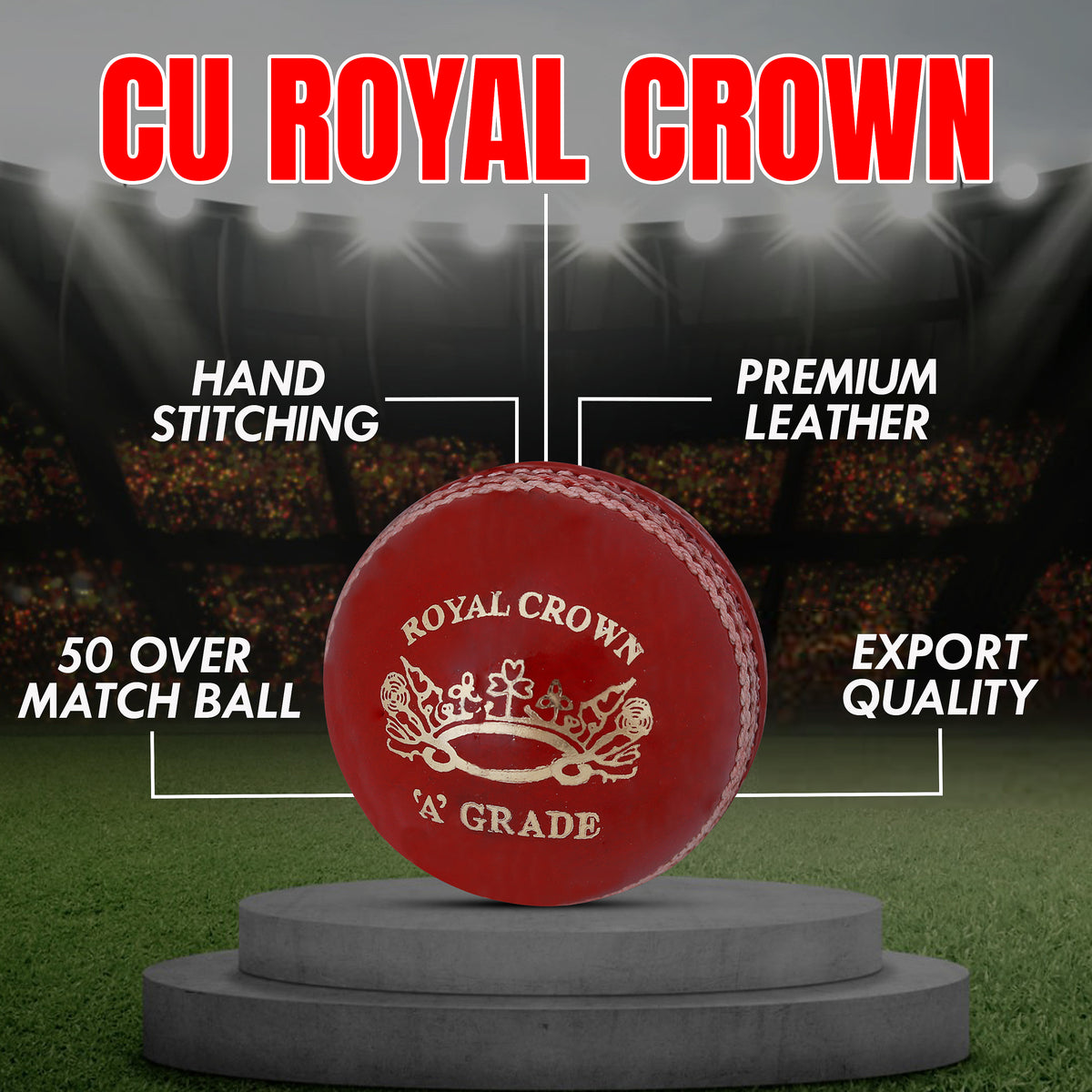 Deep seam red leather ball for professional long format matches