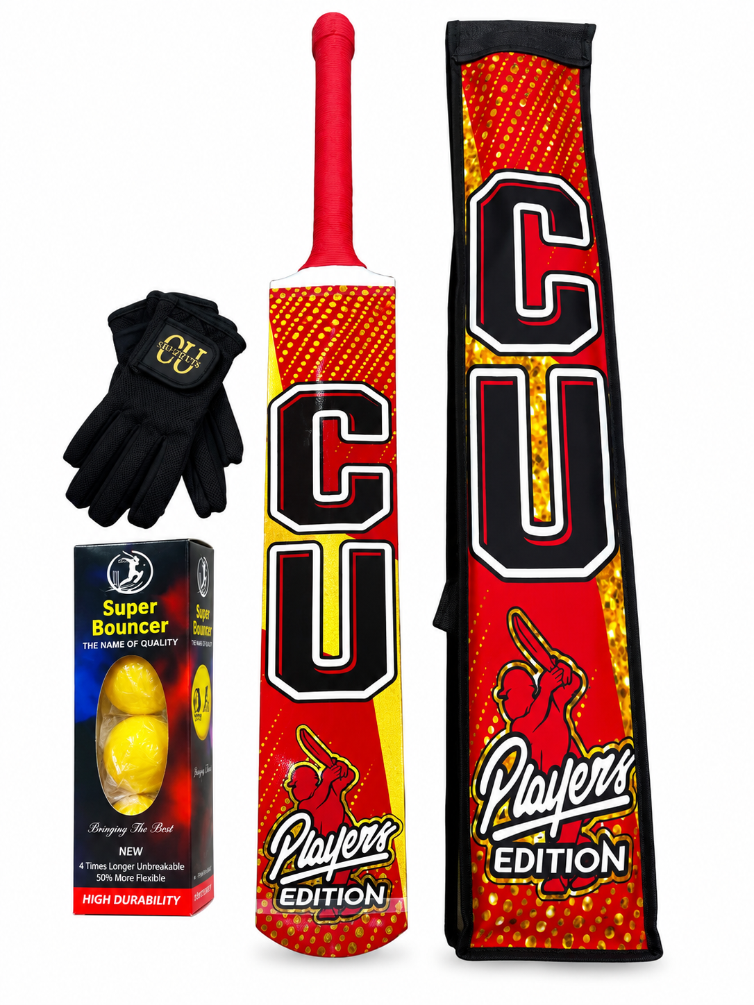 CU Sports Players Edition Tape Ball Cricket Kit – Bat, Gloves & Ball