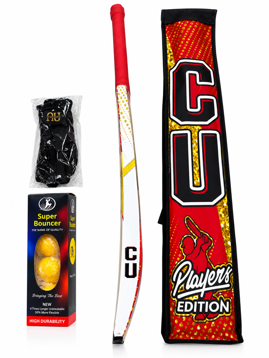 CU Sports Players Edition Tape Ball Cricket Kit – Bat, Gloves & Ball