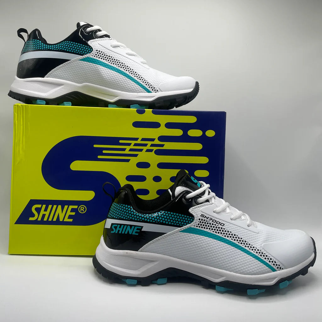 Black and blue lightweight cricket footwear for men