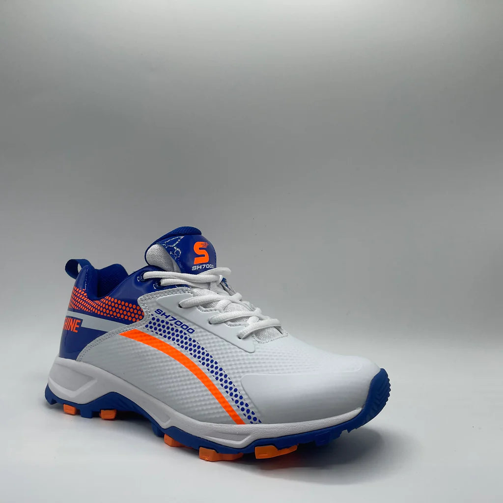 Shine New Edition Cricket Shoes – Orange & Blue | Lightweight Performance Footwear for Cricketers - CU Sports