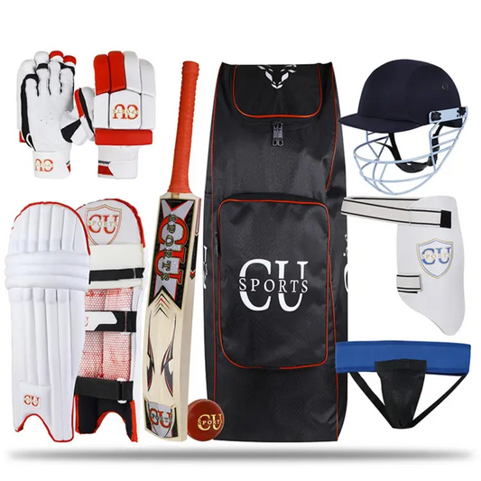 CU Cricket Basic Edition Kit Bat, Bag, Pads, Gloves, Helmet