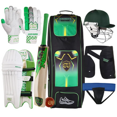 CU Full Cricket Reserve Edition Kit Thigh Guard Abdominal Guard Helmet Batting Gloves Bat Kit Bag Leg guard Pad Complete Set